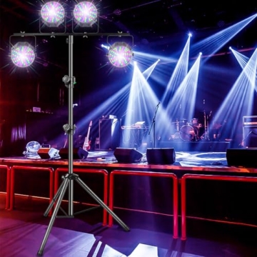 GZGDLJQ DJ Light Stand, T-Bar Tripod Stage Lights Stand Portable and Adjustable 49-114 Inch Heavy Duty DJ Lighting Stand for Stage, Bar, Par Light