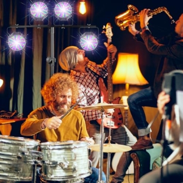 GZGDLJQ DJ Light Stand, T-Bar Tripod Stage Lights Stand Portable and Adjustable 49-114 Inch Heavy Duty DJ Lighting Stand for Stage, Bar, Par Light