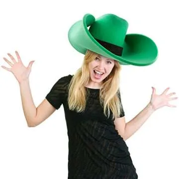 FUNSTITUTION Cowboy Hat, Giant Foam Cowboy Hat - Oversized Hat - Silly, Crazy and Funny Hats for Adults and Kids - Huge Hat - Yellow Hat