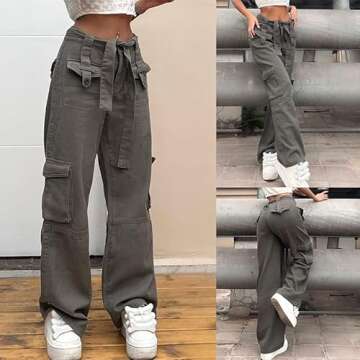 NUFIWI Women Wide Leg Jeans Baggy Low Rise Denim Pants Casual Loose Straight Trousers Vintage Grunge...