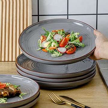 HVH Farmhouse Style Dinner Plates Set - 6 Ceramic Plates