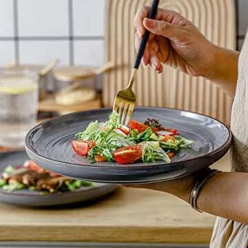 HVH Farmhouse Style Dinner Plates Set - 6 Ceramic Plates