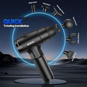 AERLANG Massage Gun Deep Tissue,Electric Muscle Back Massage Gun, Neck Massager for Pain Relief, Percussion Massager with 6 Massages Heads & 20 Speed Back Massager Gun,Birthday Gifts for Men Women