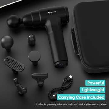 AERLANG Massage Gun Deep Tissue,Electric Muscle Back Massage Gun, Neck Massager for Pain Relief, Percussion Massager with 6 Massages Heads & 20 Speed Back Massager Gun,Birthday Gifts for Men Women