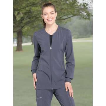 Infinity Cherokee Zip Front Womens Scrub Jacket 4-Way Stretch with Superior Performance and Comfort for Nurse CK370A