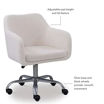 Stylish Linon Brooklyn Sherpa Office Chair in Ivory