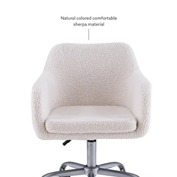 Stylish Linon Brooklyn Sherpa Office Chair in Ivory