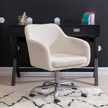 Stylish Linon Brooklyn Sherpa Office Chair in Ivory