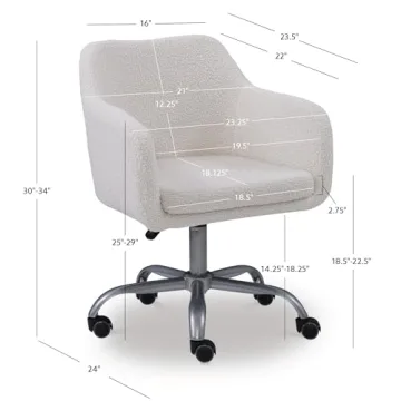 Stylish Linon Brooklyn Sherpa Office Chair in Ivory