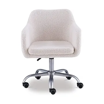 Stylish Linon Brooklyn Sherpa Office Chair in Ivory