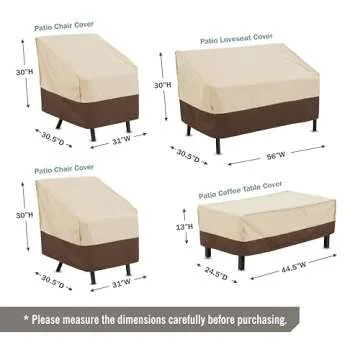 loriano Patio Furniture Cover Set, 4 Piece Outdoor Furniture Cover Waterproof, 600D Heavy Duty Lawn Patio Set Covers