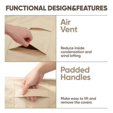 loriano Patio Furniture Cover Set, 4 Piece Outdoor Furniture Cover Waterproof, 600D Heavy Duty Lawn Patio Set Covers