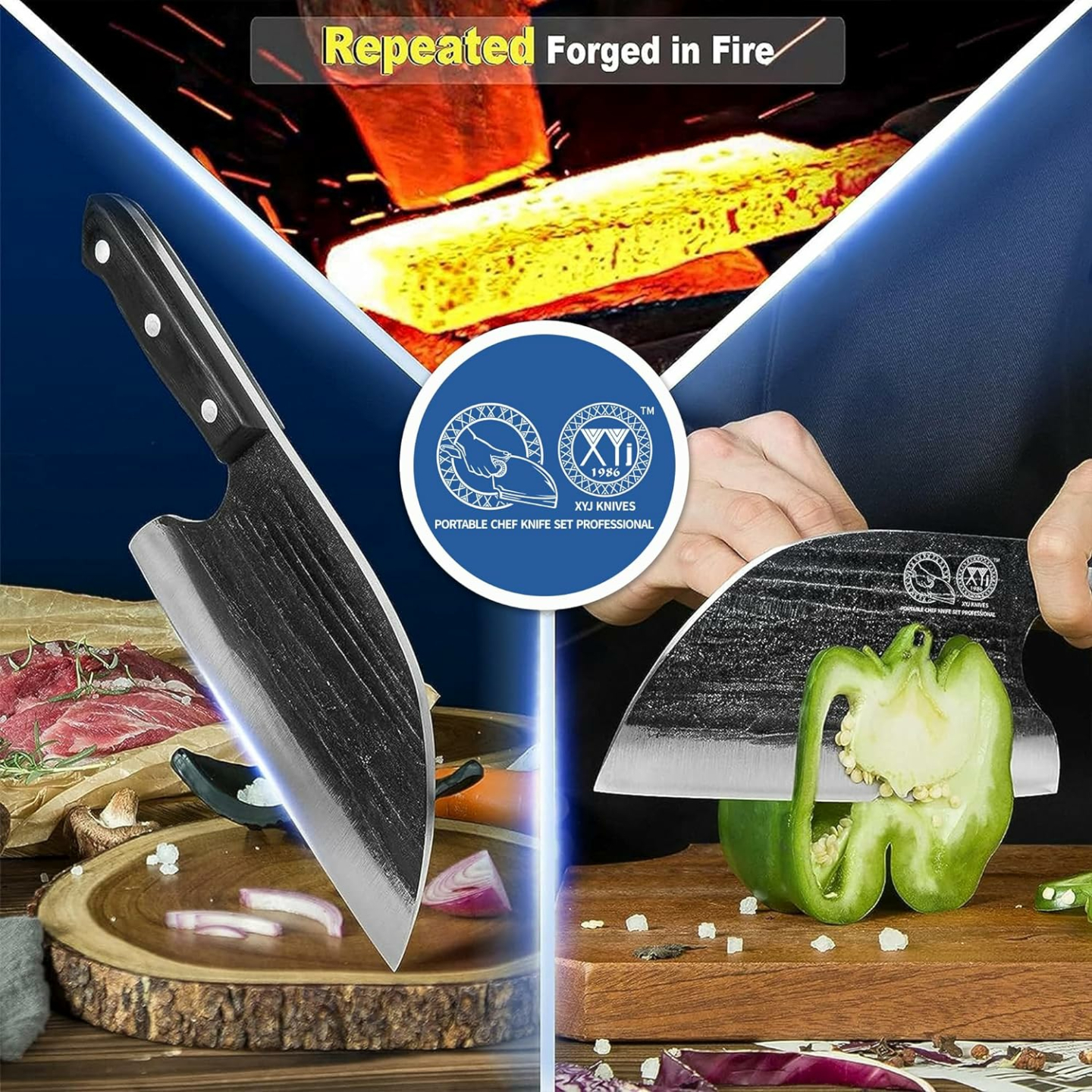 Serbian Chef's Knife & Meat Cleaver Set - 8 Inch