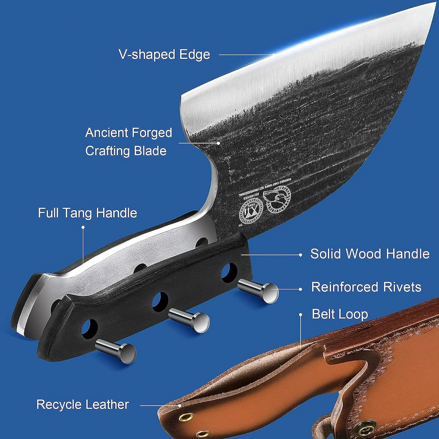 Serbian Chef's Knife & Meat Cleaver Set - 8 Inch