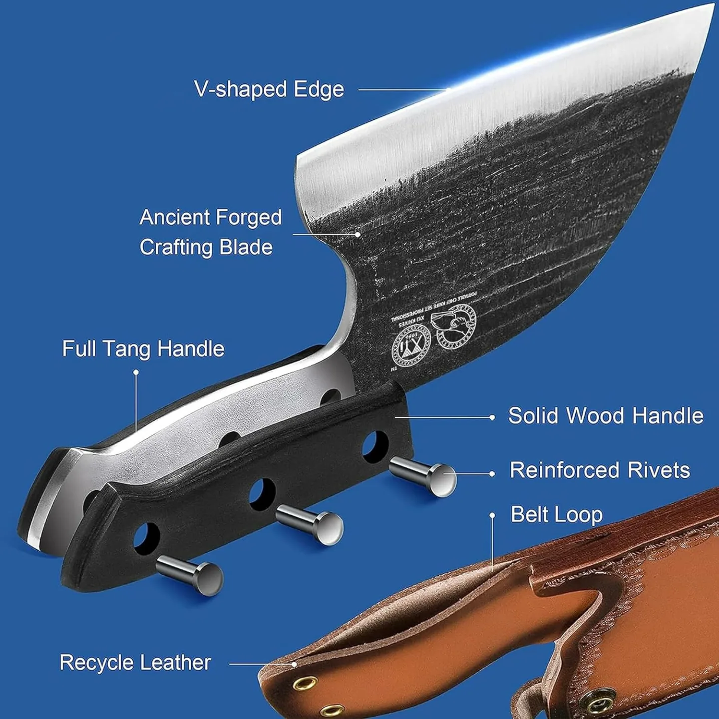 Serbian Chef's Knife & Meat Cleaver Set - 8 Inch