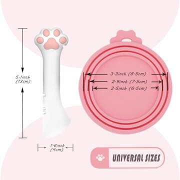 DORUI 3 Pcs Pet Food Can Lids & One Can Spoon | Cute Paw Shape Opener Spatula Cat Wet Food Spoon | Universal BPA Free Silicone Can Spoon & Covers for Dog Cat Cans(Pink)
