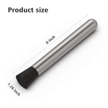 Ohtomber 8" Muddler for Cocktails - Versatile Stainless Steel Bar Tool