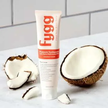 Fygg Nano Hydroxyapatite Toothpaste with Prebiotics (Coconut Cream, 4 Oz) - Fluoride & SLS Free Toothpaste with Hydroxyapatite - nHA Toothpaste for Sensitive Teeth - Remineralizing Toothpaste