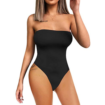 YMDUCH Women's Sexy Strapless Bodysuit - Comfortable & Elegant Black Leotard