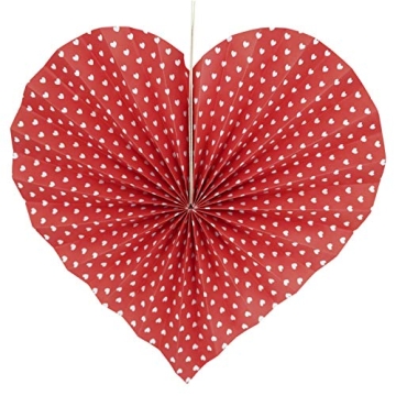 Red Heart Hanging Paper Fans for Weddings & Parties