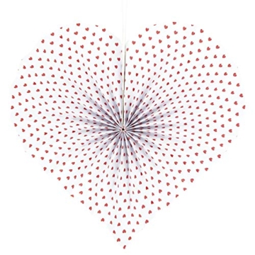 Red Heart Hanging Paper Fans for Weddings & Parties