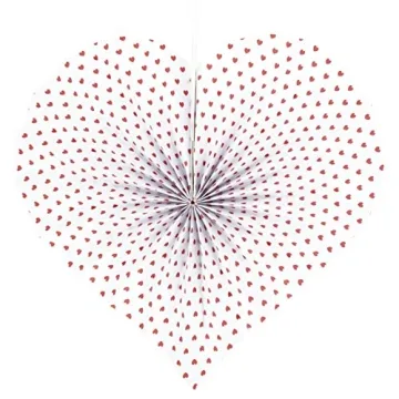 Red Heart Hanging Paper Fans for Weddings & Parties