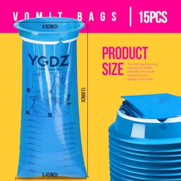 YGDZ Disposable Vomit Bags 15 Pack for Travel and Kids