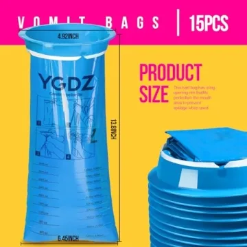 YGDZ Disposable Vomit Bags 15 Pack for Travel and Kids