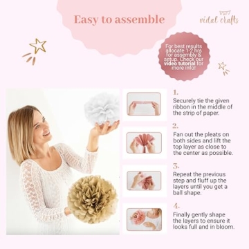 Vidal Crafts 20 Pcs Tissue Paper Pom Poms Kit for Events