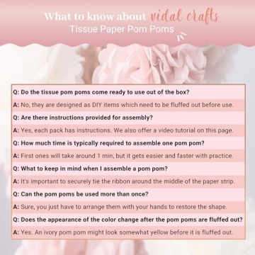 Vidal Crafts 20 Pcs Tissue Paper Pom Poms Kit for Events