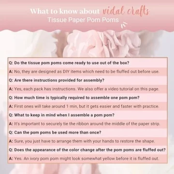 Vidal Crafts 20 Pcs Tissue Paper Pom Poms Kit for Events