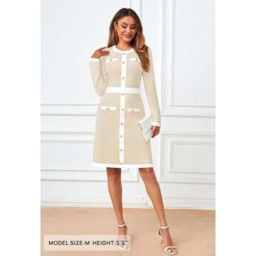 Stylish MEROKEETY Women's Knit Midi Sweater Dress