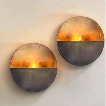 Exquisite Eclipse Metal Wall Sconce Candle Holders Set