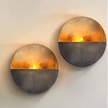 Exquisite Eclipse Metal Wall Sconce Candle Holders Set