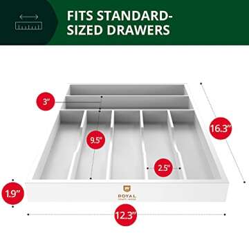 ROYAL CRAFT WOOD Luxury Bamboo Kitchen Drawer Organizer - Silverware Organizer - Utensil Holder and ...