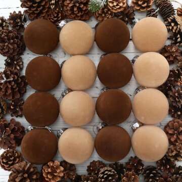 Hollowfly 48 Pcs Velvet Christmas Balls for Elegant Decor