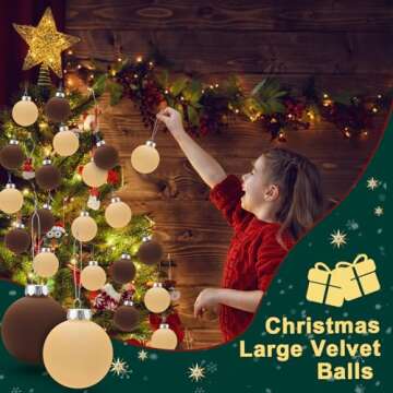 Hollowfly 48 Pcs Velvet Christmas Balls for Elegant Decor