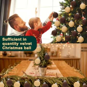 Hollowfly 48 Pcs Velvet Christmas Balls for Elegant Decor