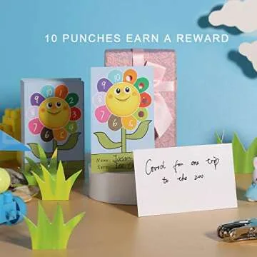 ONEDONE Punch Cards 200 Pack Incentive Reward Cards for Classroom Kindergarten Preschool Home 3.9" x 2.4" Sunflower Reward Punch Card for Teachers Students Kids Behavior Management