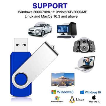 Vibrant 64GB USB Flash Drive 3 Pack with Lanyards