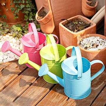 RTWAY 1.5L Metal Watering Can for Kids & Adults