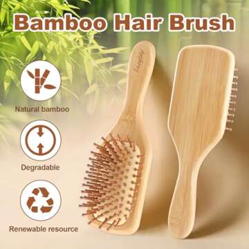 Arshray Wooden Bamboo Hair Brush - Eco-Friendly, Reduces Frizz, All Hair Types