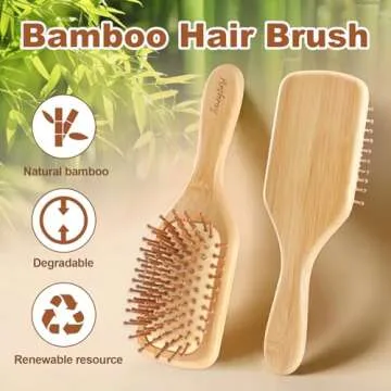 Arshray Wooden Bamboo Hair Brush - Eco-Friendly, Reduces Frizz, All Hair Types