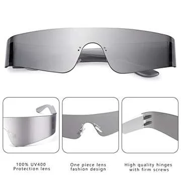 COASION Futuristic Wrap Around Sunglasses for All
