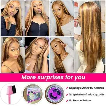 Manhoter Highlight Lace Front Wigs Human Hair Pre Plucked 22 Inch