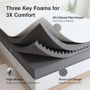 Novilla 12 Inch Mattress Queen Size, Queen Mattresses in a Box with Memory Comfort Foam & High-Densi...