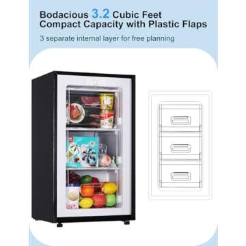 Upright Freezer, 3.2 Cu Ft Mini Small Deep Freezer for 1-2 People, Portable Compact Freezer with 3 P...