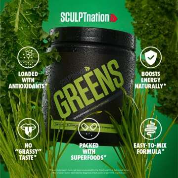 Sculpt Nation by V Shred Greens - Premium Greens Powder & Superfood Blend with Collagen to Support S...