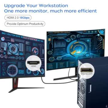 QINGLER 4K Displayport to HDMI Cable 6 Feet 2-Pack, Display Port (DP) to HDMI Adapter Male to Male Cord Converter for PC to HDTV, Monitor, Projector