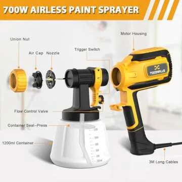 Paint Sprayer 700W HVLP, Electric with Nozzles & Patterns